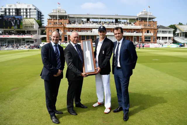 Alastair Cook receives silver bat