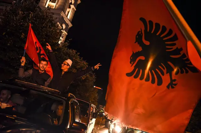 Albania fans celebrate