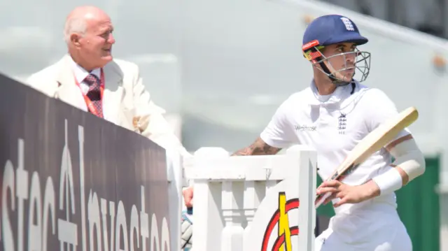 Alex Hales walks off