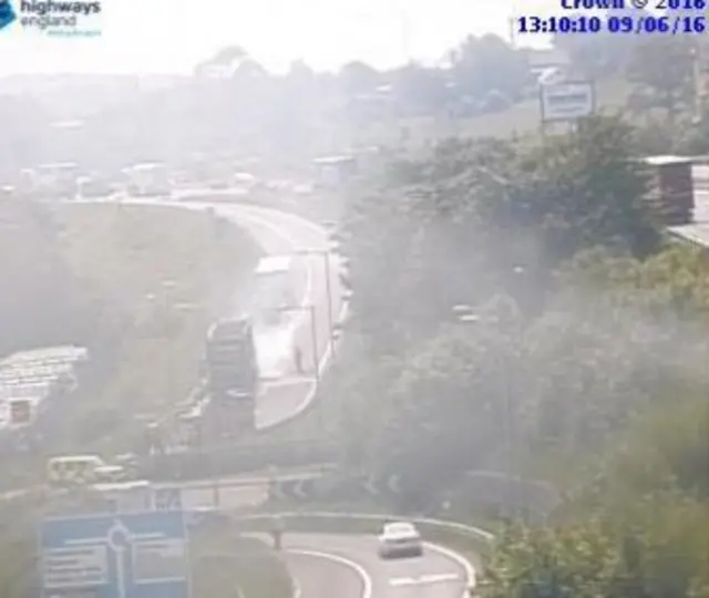 M1 HGV fire