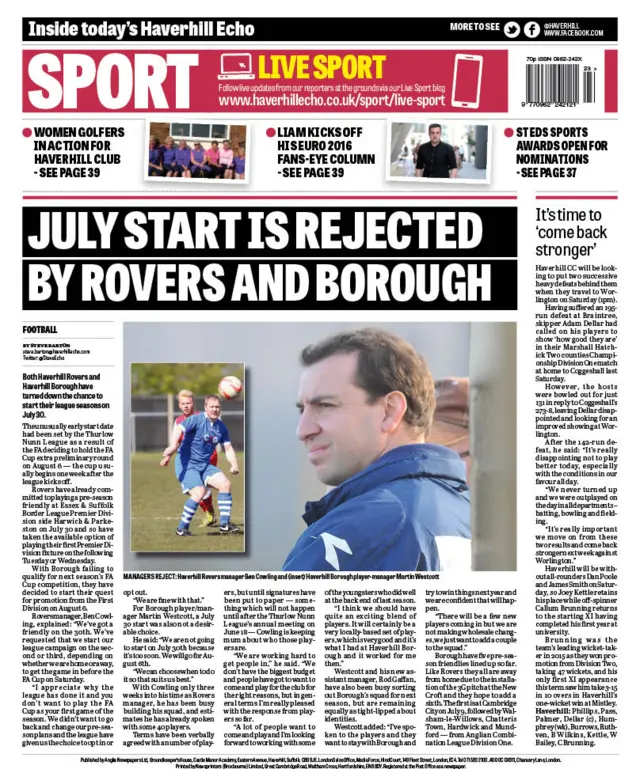 Back page of Haverhill Echo