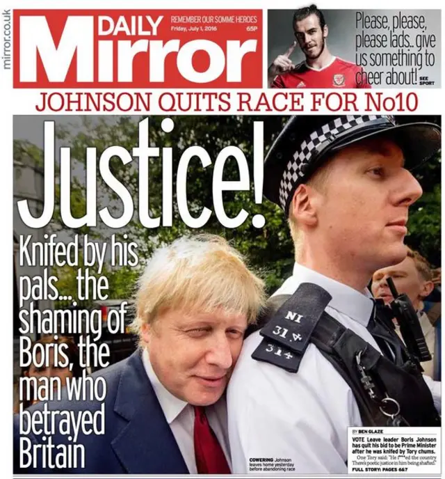 Daily Mirror front page