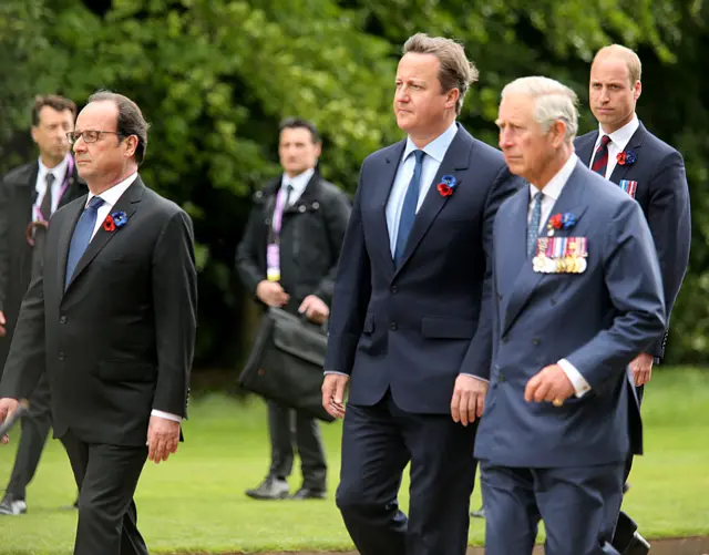 Francois Hollande, David Cameron and Prince Charles