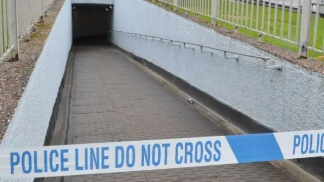 Police tape across subway