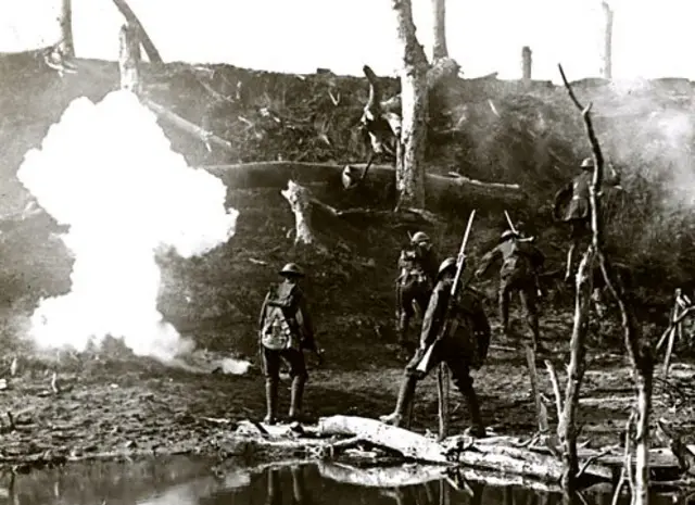 Soldiers cross the Ancre