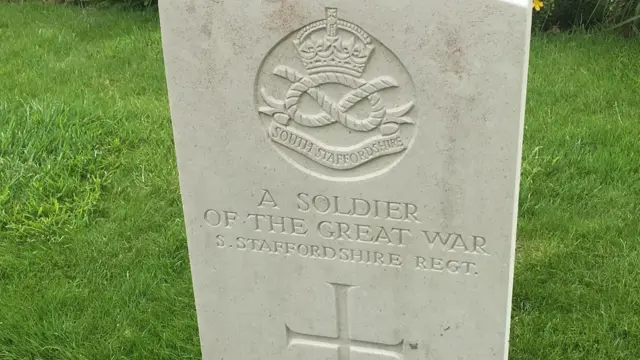 Memorial to Staffordshire soldier in France