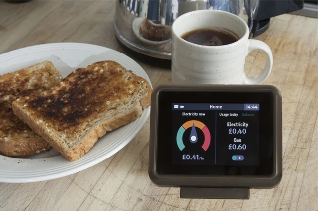 Smart meter next to plate of toast