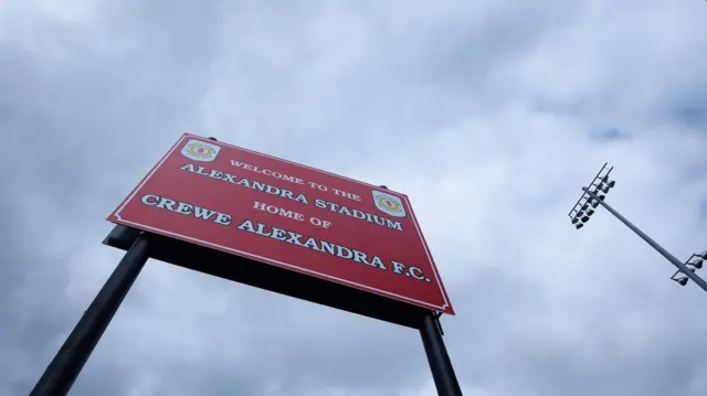 Welcome to Crewe Alexandra sign