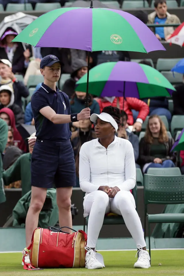 Venus Williams during break in play