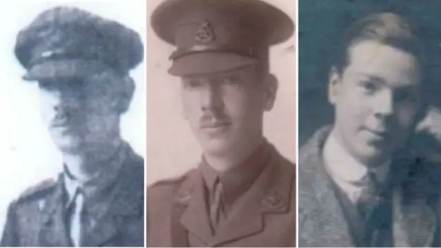 Brothers, from left, Robert, Cecil and Tom Wilmot were all killed in World War One