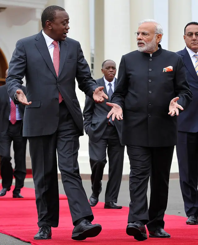 The Kenyan President Kenyatta and India's Prime Minister Narendra Modi