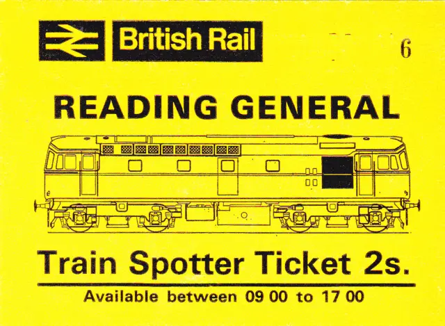 Yellow British Rail Reading general train spotter ticket