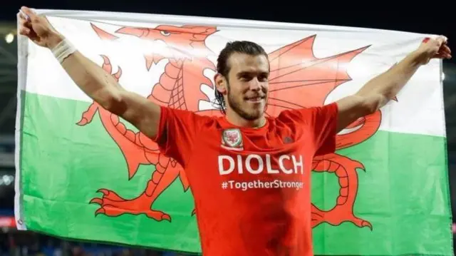 Gareth Bale with flag