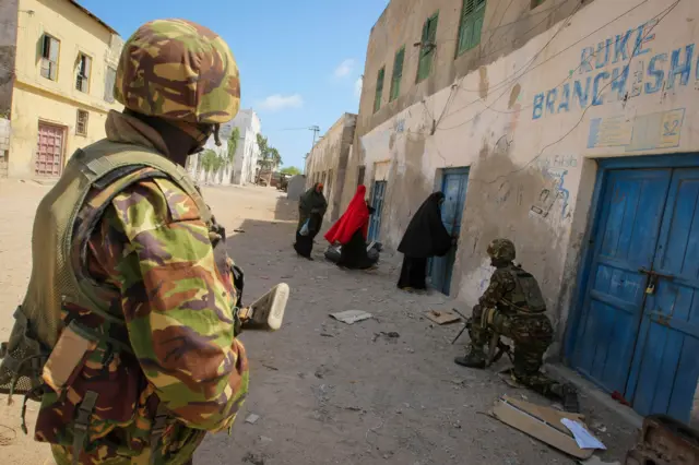 soldiers of the Kenyan Contingent serving with the African Union Mission in Somalia October 2012