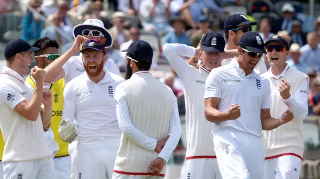 England's players celebrate