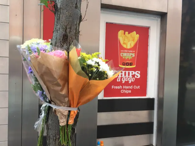 Flowers left at Liverpool ONE