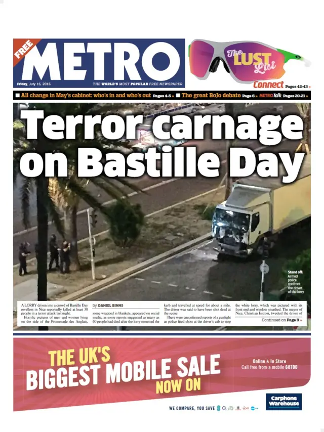 Metro front page