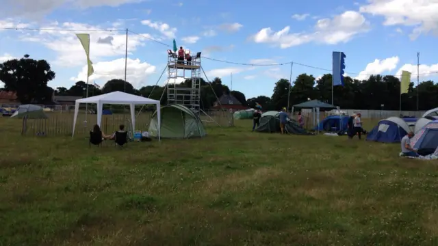 Setting up tents at Henham