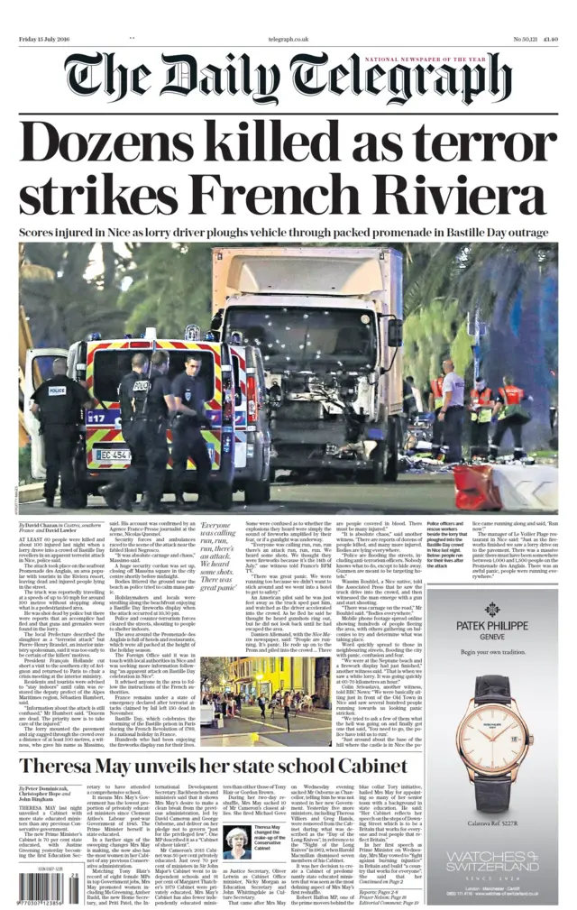 Daily Telegraph front page