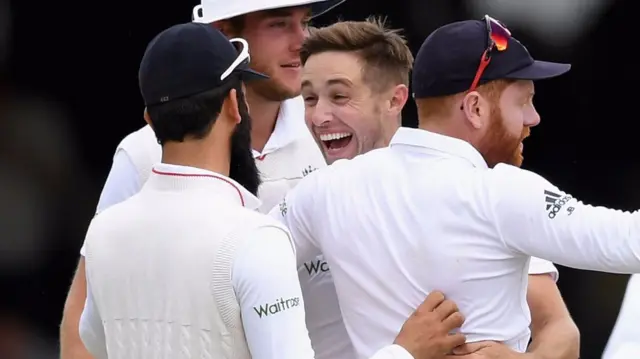 Chris Woakes celebrates