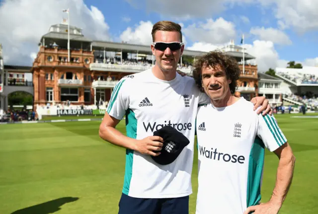 Jake Ball receives his cap from Bruce French