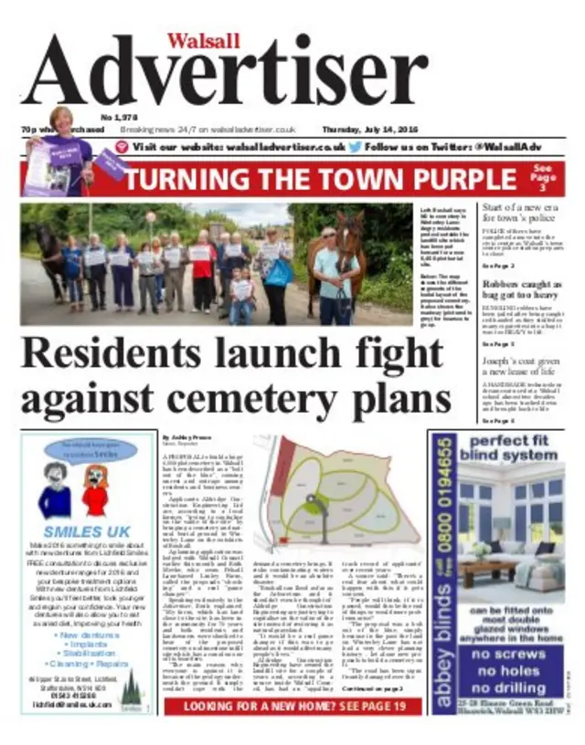 Walsall Advertiser front page