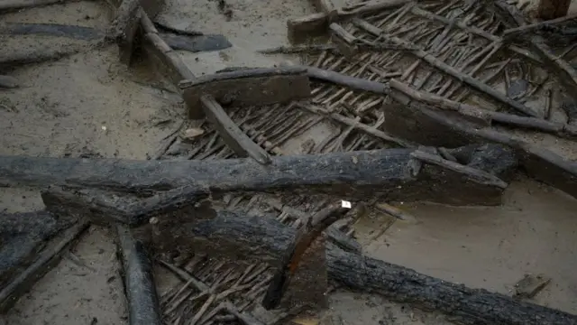 Roundhouse timbers and wall