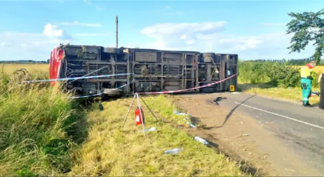 Overturned bus