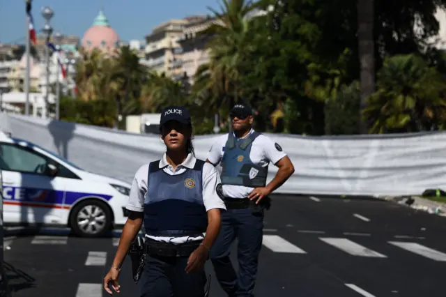 Police at the scene of the attack