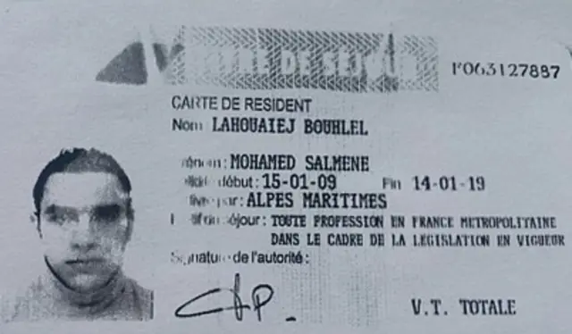 Picture of Bouhlel's French residence permit