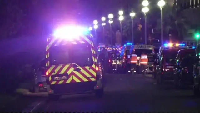 Ambulances arrive in Nice after the attack