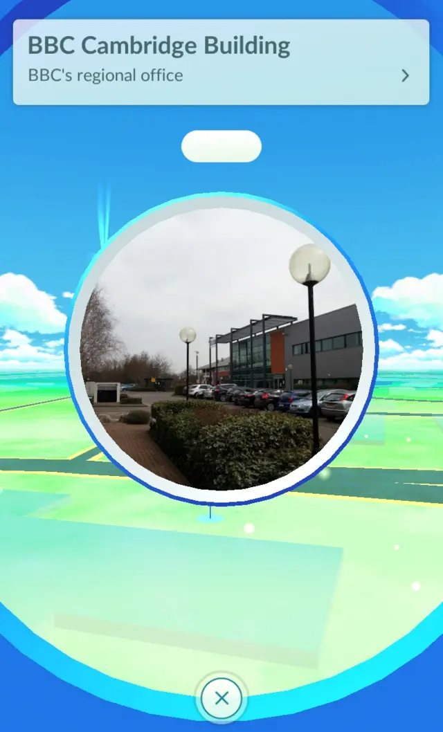 Screenshot of BBC office in Pokemon GO game