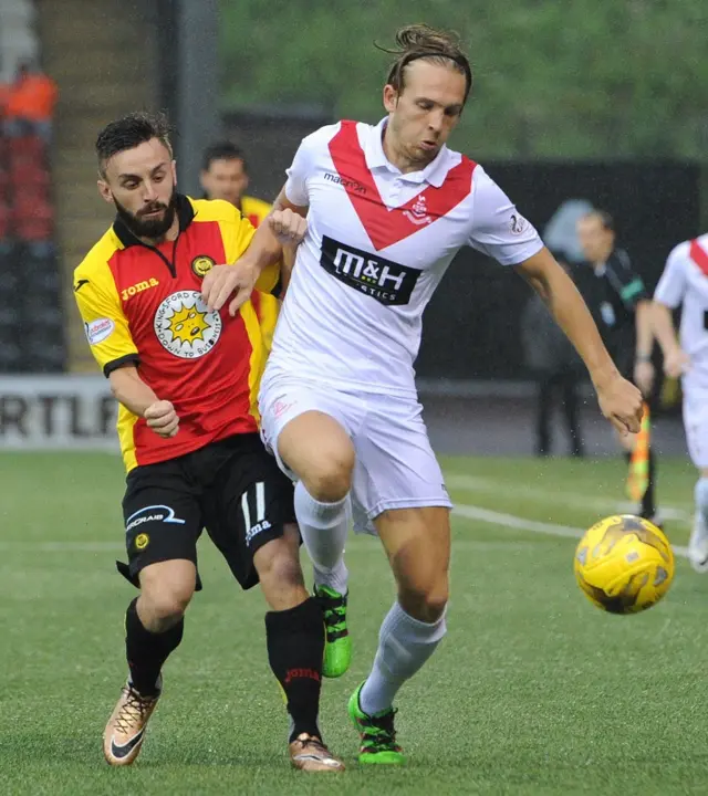 Partick Thistle's Steven Lawless and Airdrieonians' Scott Stewart