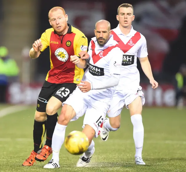 Partick Thistle's Ziggy Gordon and Airdrieonians' Hugo Faria