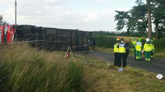 School bus crash scene