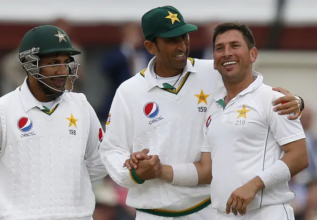 Yasir Shah celebrates