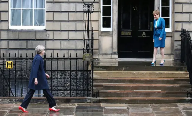 Theresa May set to greet the first minister Nicola Sturgeon