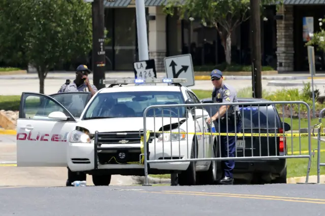 Police block a road