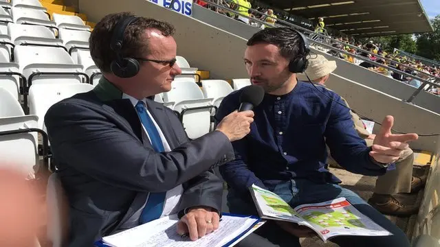 BBC Sport NI's Austin O'Callaghan with Brendan Devenney