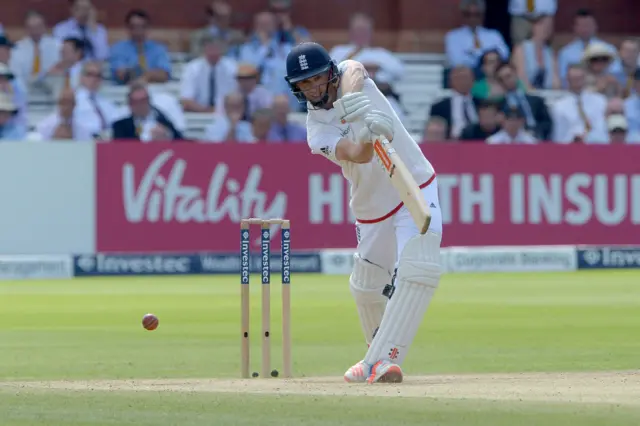 Chris Woakes plays a shot