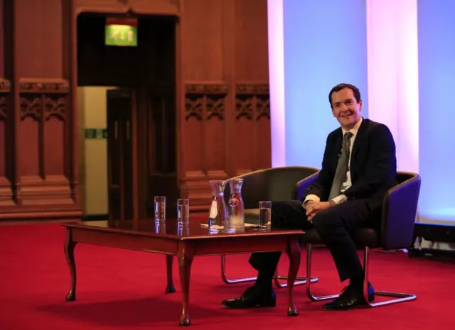 George Osborne before giving a lecture in London