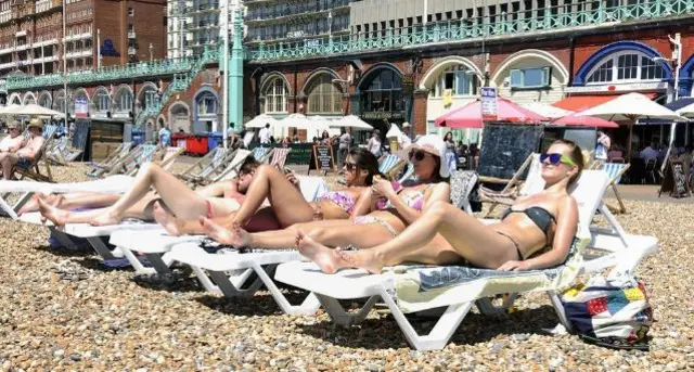 Sunbathing on a beach