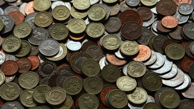 Coins on a table