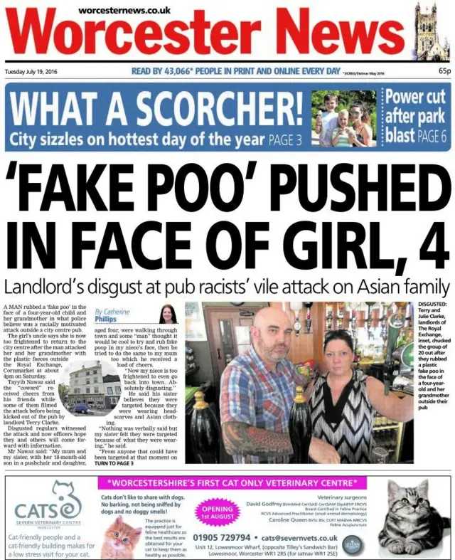 Worcester News front page