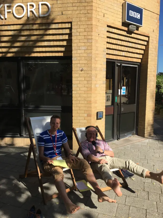 Howard Bentham and Paul Jenner are broadcasting live from the BBC deckchairs