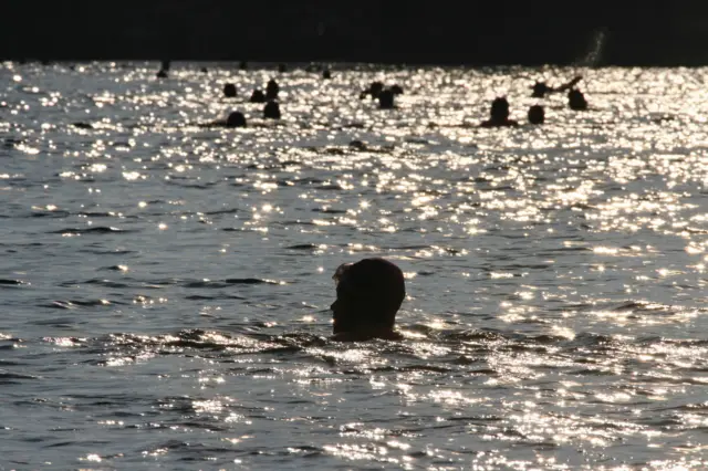 Swimmers in a river