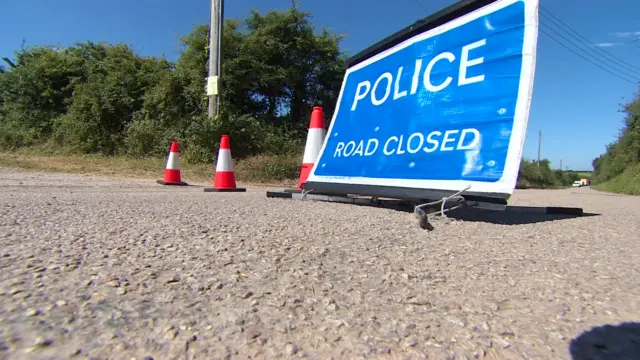 Police road closed sign