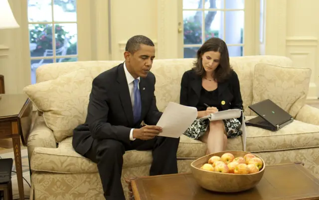 Speechwriter Sarah Hurwitz with President Barack Obama