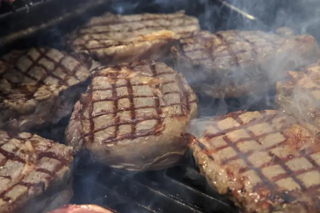 Burgers on a grill