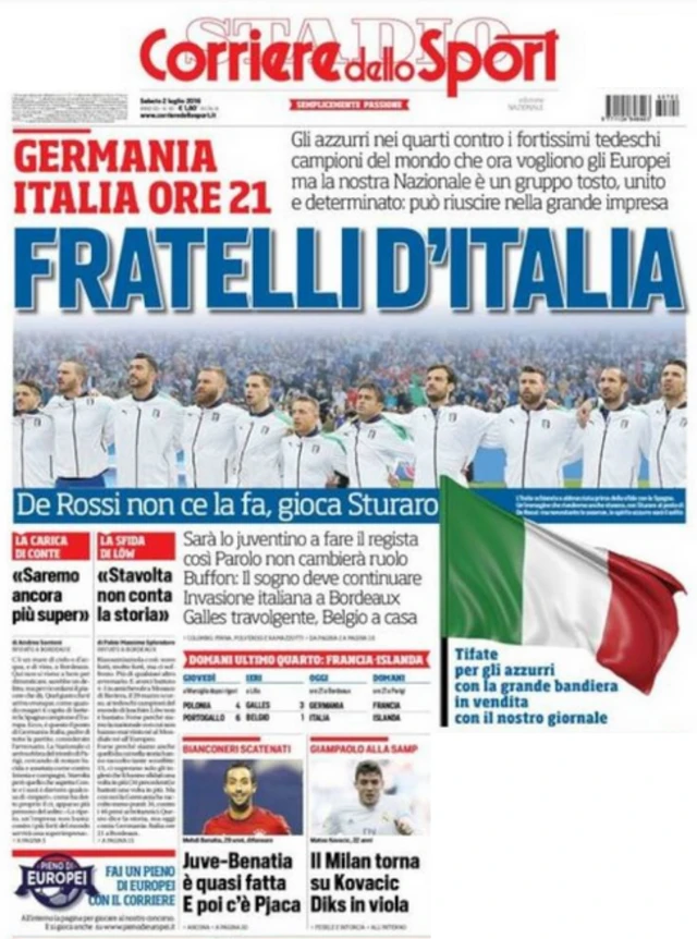 Corriere dello Sport front page